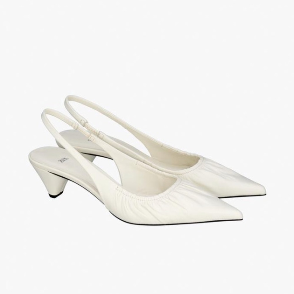 ZARA Ruched Open Back Leather Shoes – Limited Edition 